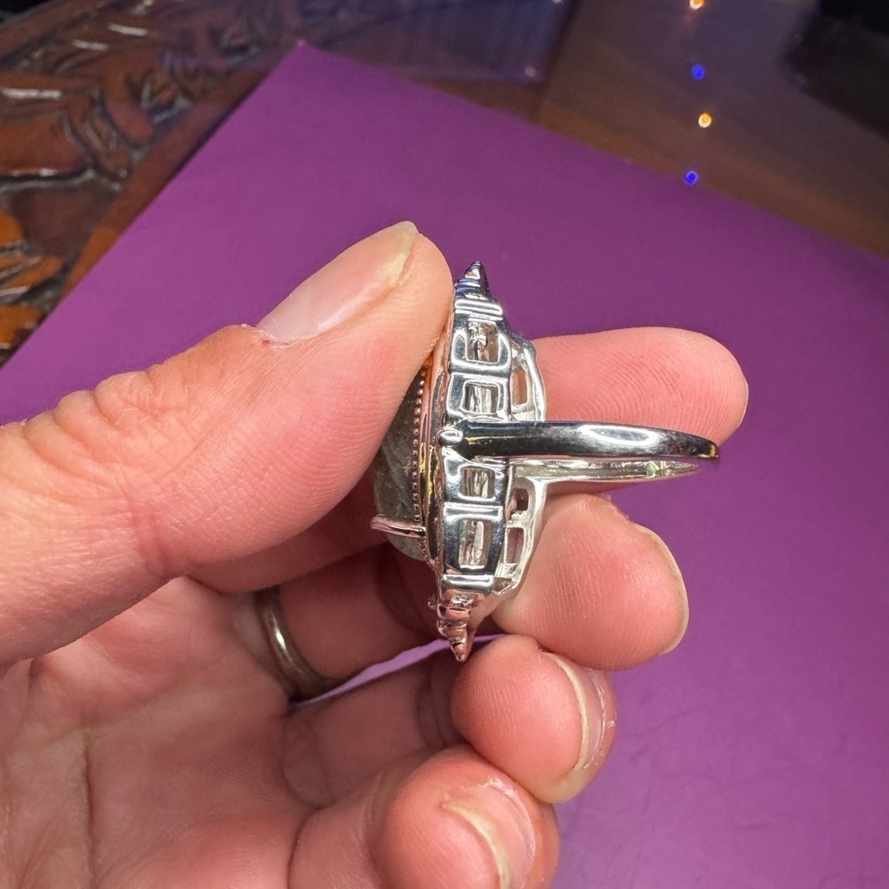 Gorgeous Karis Malagasy Labradorite Ring in 18K YG Plated & Platinum Bond - Picture 2 of 6